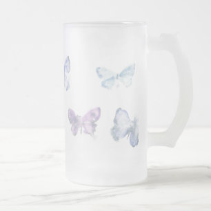 Tasse en verre givré de "papillons"
