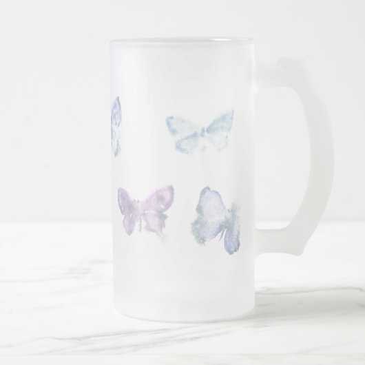 Tasse en verre givré de "papillons" (Droit)