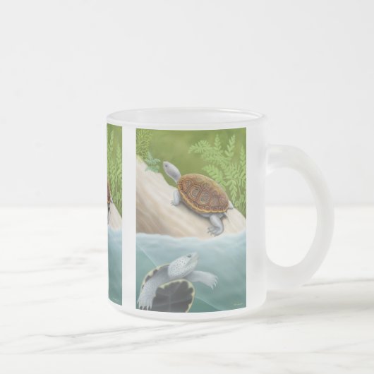 Tasse en verre givré de terrapins de dos en forme (Droit)