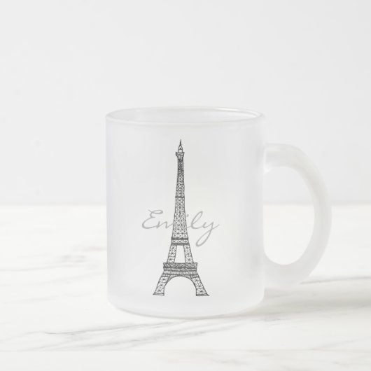 Tasse en verre givré de Tour Eiffel (Droit)