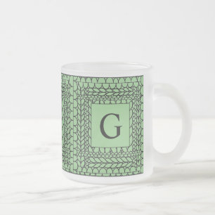 Tasse en verre givré KNIT PURL SAGE + Initiale