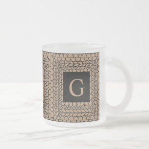 Tasse en verre givré KNIT PURL TAN + Initiale II