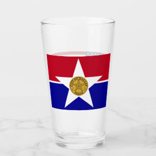 Tasse en verre patriotique avec drapeau de Dallas