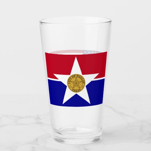 Tasse en verre patriotique avec drapeau de Dallas (Devant)