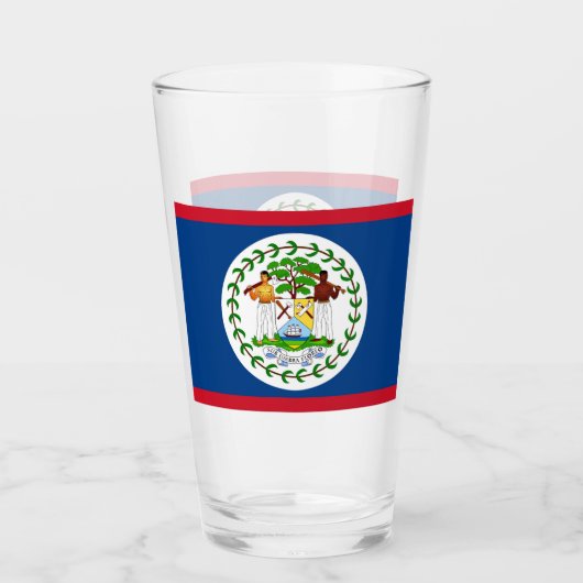 Tasse en verre patriotique avec drapeau du Belize (Devant)