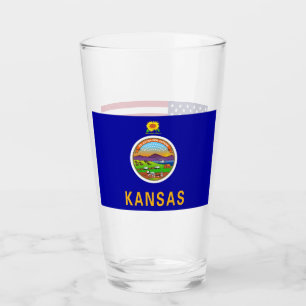 Tasse en verre patriotique avec drapeau du Kansas