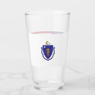 Tasse en verre patriotique avec drapeau du Massach