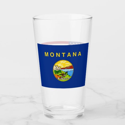 Tasse en verre patriotique avec drapeau du Montana (Devant)