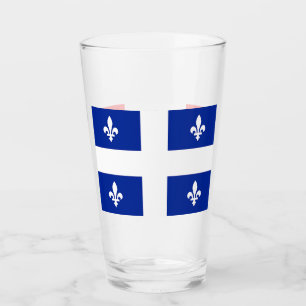 Tasse en verre patriotique avec drapeau du Québec,