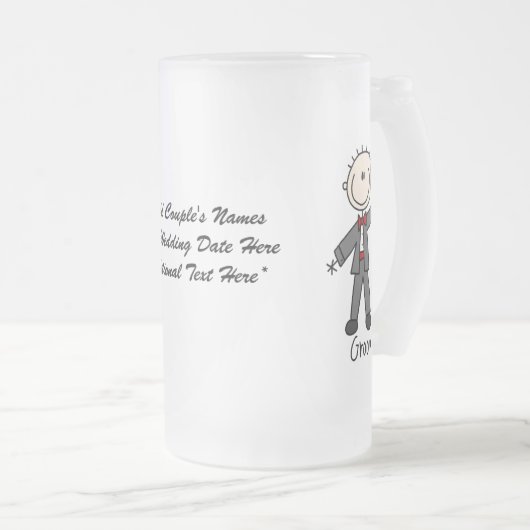 Tasse en verre personnalisable de marié (Devant droit)