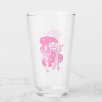 Tasse en verre rose rétro Halloween pour dames ave