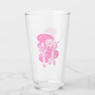 Tasse en verre rose rétro Halloween pour dames ave
