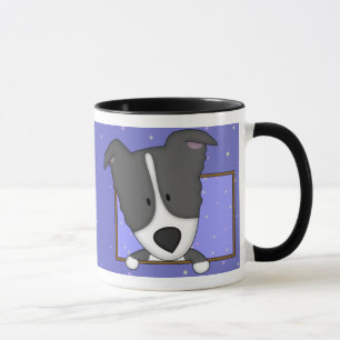 Tasse encadrée de border collie de bande dessiné