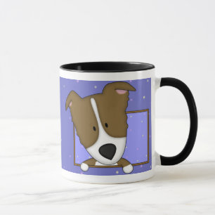 Tasse encadrée de border collie de brun de bande