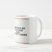 Tasse Enseignant Drôle - Alimenté par la caféine e (Devant droit)