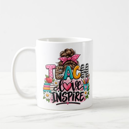 Tasse Enseigner Amour Inspirer Professeur Chignon (Gauche)