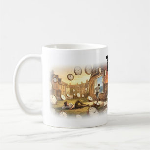 Tasse Entre les Horloges et un Horizon Brûlant