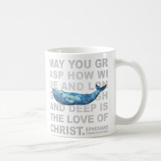 Tasse Ephesian de baleine d'aquarelle d'écriture (Droite)