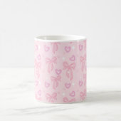 Tasse esthétique à cœurs et ruban rose (Centre)
