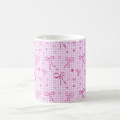 Tasse esthétique à ruban gingham rose (Centre)