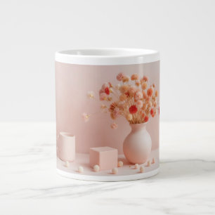 Tasse esthétique rose blush - Tasse fleurs séchées