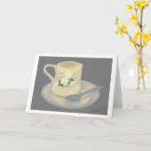 Tasse et soucoupe - carte de voeux (Fleur jaune)