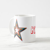 Tasse - Étoiles de couleur arc-en-ciel et initiale (Devant gauche)