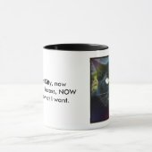 Tasse exigeante de Haiku de chat noir (Centre)