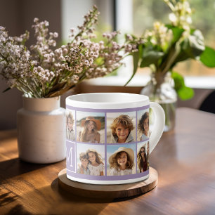 Tasse Expresso 11 Grille de Collage de Photos avec Monogramme