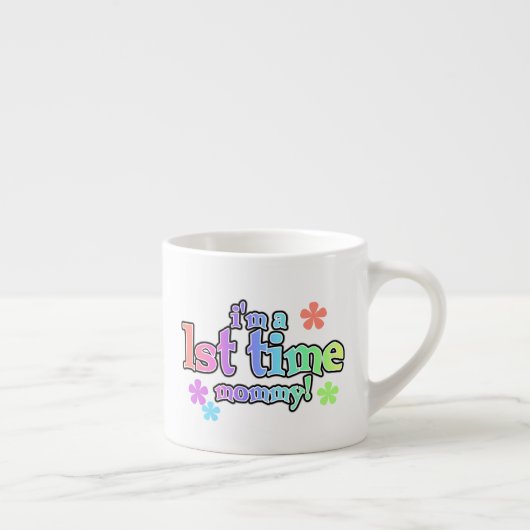 Tasse Expresso 1ère fois Mommy Rainbow Text Cadeaux (Droite)