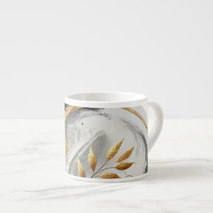 Tasse Expresso Abstrait moderne noir blanc et or- botanique