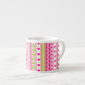 Tasse Expresso Abstrait motif vert rose + points fleurs coeurs (Devant droit)
