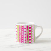 Tasse Expresso Abstrait motif vert rose + points fleurs coeurs (Droite)