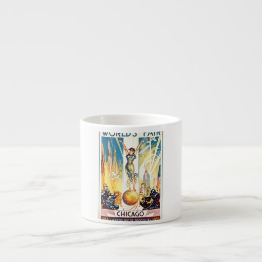 Tasse Expresso Affiche 1933 vintage de Chicago d'Exposition (Devant)