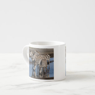 Tasse Expresso Afrique. Tanzanie. Zèbres buvant à Ndutu