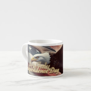 Tasse Expresso Aigle du 4 juillet avec drapeau américain