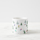 Tasse Expresso Alpine Skiers Downhill Skiing Illustration  (Devant)