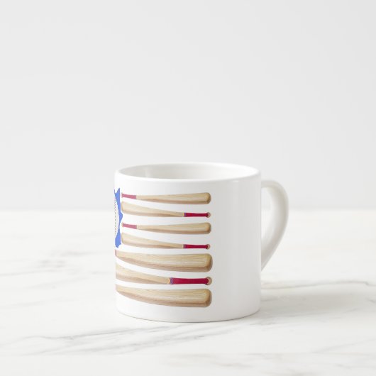 Tasse Expresso Amérique Drapeau Thème de baseball (Devant droit)