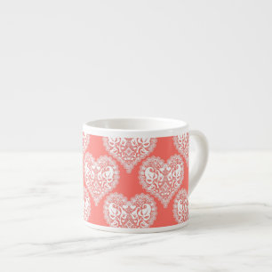 Tasse Expresso Amour sans couture Saint-Valentin blanc dentelle c