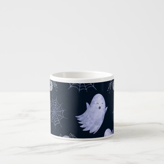 Tasse Expresso Amusant Motif d'Halloween Spider Fantôme. (Devant)