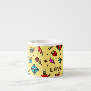 Tasse Expresso Ancien Motif de tatouage de l'école
