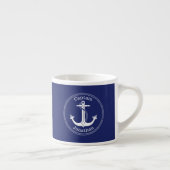 Tasse Expresso Ancre nautique Capitaine Monogramme Nom bleu (Droite)