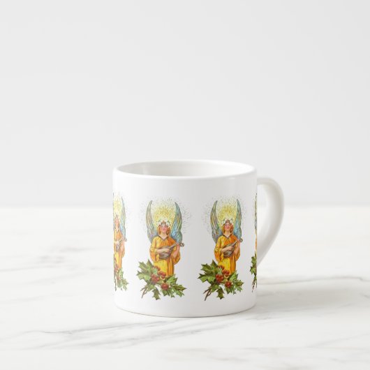 Tasse Expresso Ange avec houx et mandoline (Devant droit)