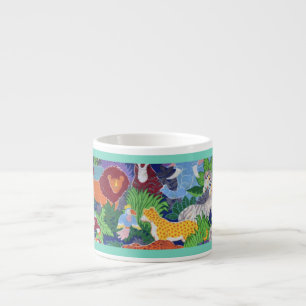 Tasse Expresso Animaux de jungle colorés