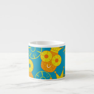 Tasse Expresso Anneaux d'ananas : Caricature de Doodle Vintage.