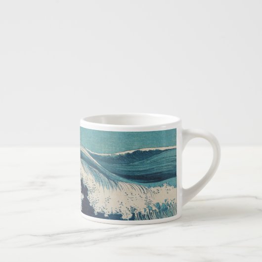 Tasse Expresso Antique Japonais Bleu Vagues Océan Imprimer (Droite)