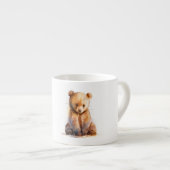 Tasse Expresso Aquarelle Brown ours bébé, assise Cute ours bébé (Devant droit)