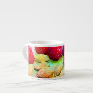 Tasse Expresso Aquarelle de framboises et d'amandes