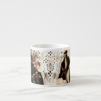 Tasse Expresso Aquarelle ethnique : arrière - plan floral rétro.