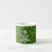 Tasse Expresso Arbre de Noël blanc orné et flocons de neige (Devant)